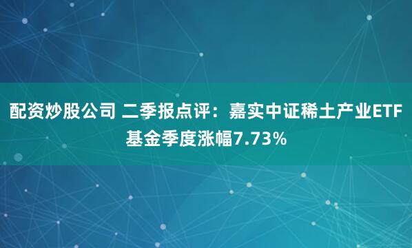 配资炒股公司 二季报点评：嘉实中证稀土产业ETF基金季度涨幅7.73%