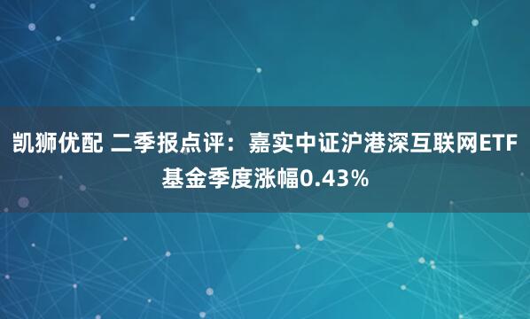 凯狮优配 二季报点评：嘉实中证沪港深互联网ETF基金季度涨幅0.43%
