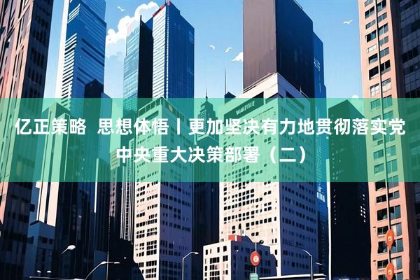 亿正策略  思想体悟丨更加坚决有力地贯彻落实党中央重大决策部署（二）